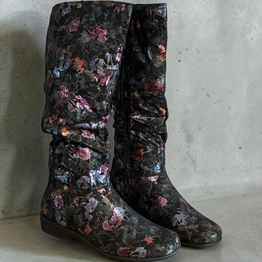Azalea wang Floral Slouch Tall Boots Metallic Multi Color 160501-90 Womens 10W